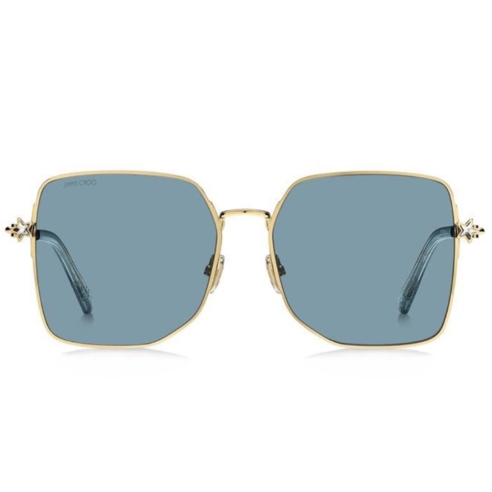 Jimmy Choo Gold Frame Blue Lens Square Sunglasses